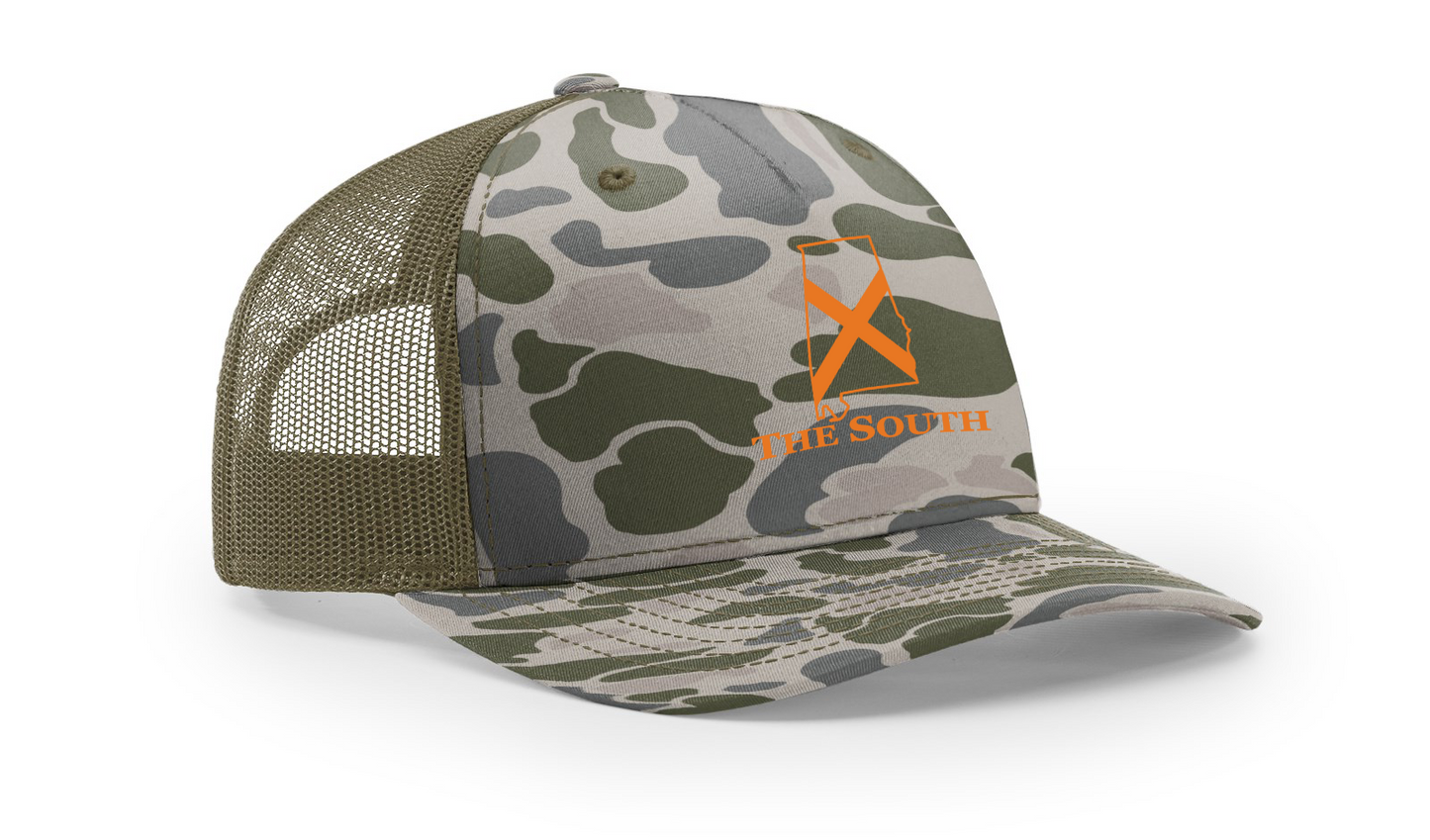 Five Panel - Marsh Duck Camo/Loden/Orange - The South