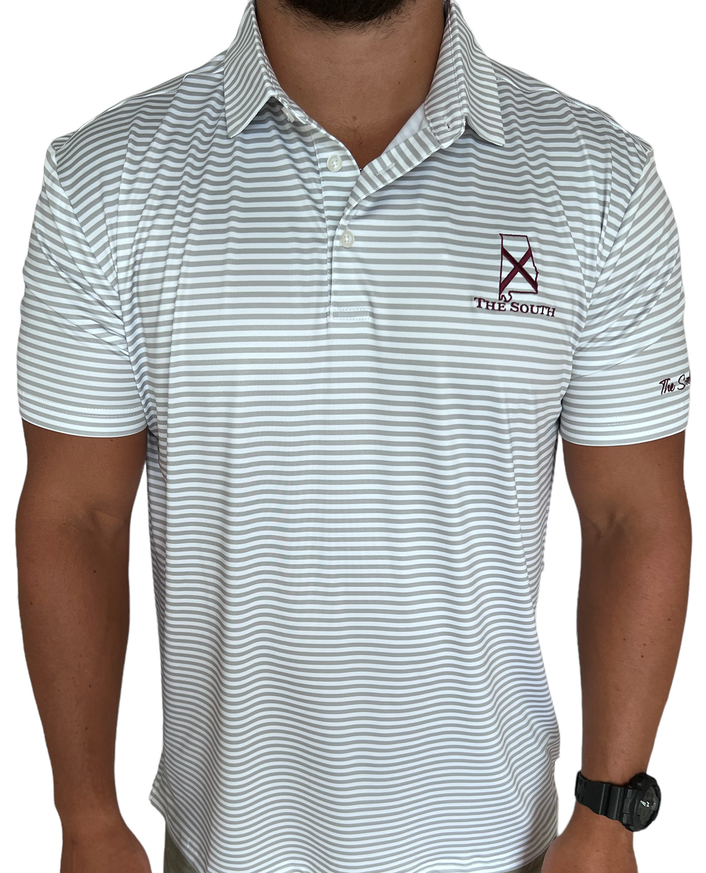Heather Grey / Crimson Performance Polo - The South