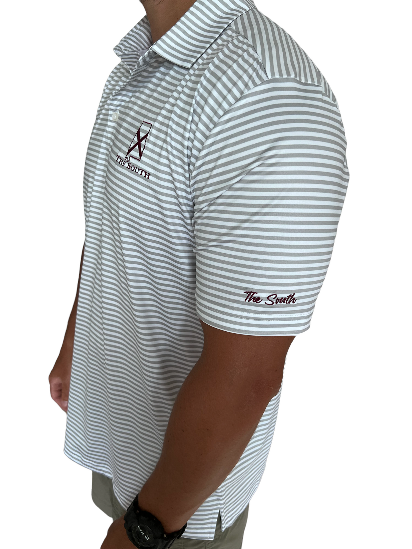 Heather Grey / Crimson Performance Polo - The South